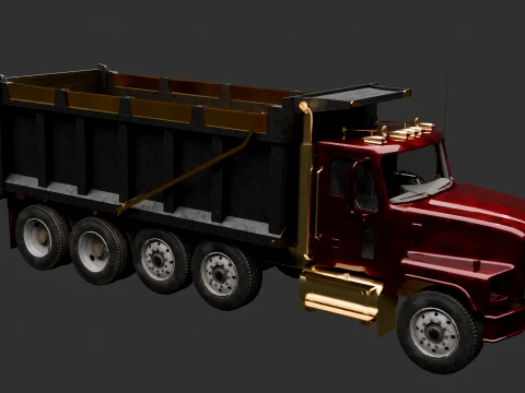 Chinese Red Cherry Dump Truck 3D Model