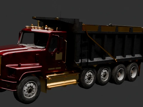 Chinese Red Cherry Dump Truck 3D Model