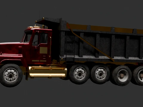 Chinese Red Cherry Dump Truck 3D Model
