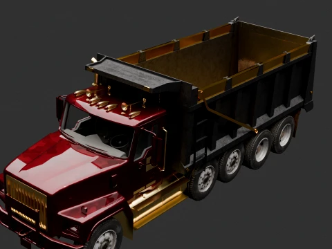 Chinese Red Cherry Dump Truck 3D Model