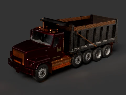 Chinese Red Cherry Dump Truck 3D Model