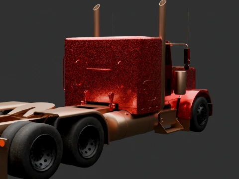 Chinese Red Semi Truck 3D Model