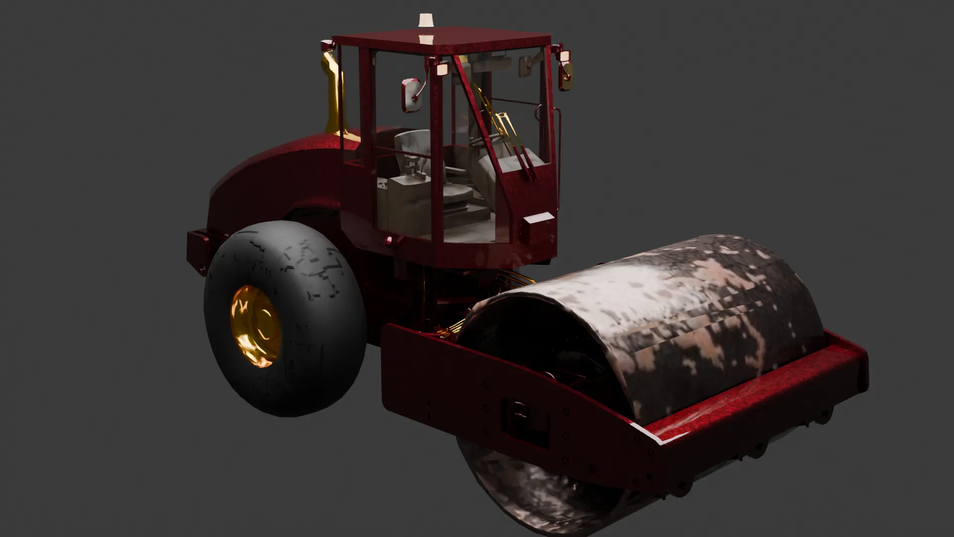 Road Roller 3D Model .c4d .max .obj .3ds .fbx .stl .blend 