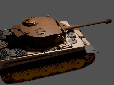 Chinese Wooden Toy Tank 3D Model