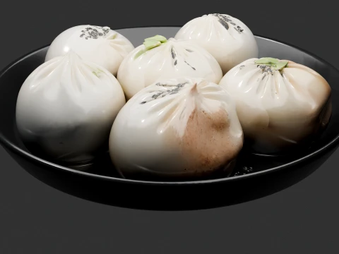 Crispy Pan-Fried Pork Buns Sheng Jian Bao Bring authentic Asian street food to your next 3D Model