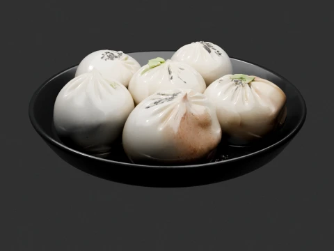 Crispy Pan-Fried Pork Buns Sheng Jian Bao Bring authentic Asian street food to your next 3D Model
