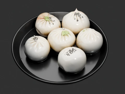Crispy Pan-Fried Pork Buns Sheng Jian Bao Bring authentic Asian street food to your next 3D Model