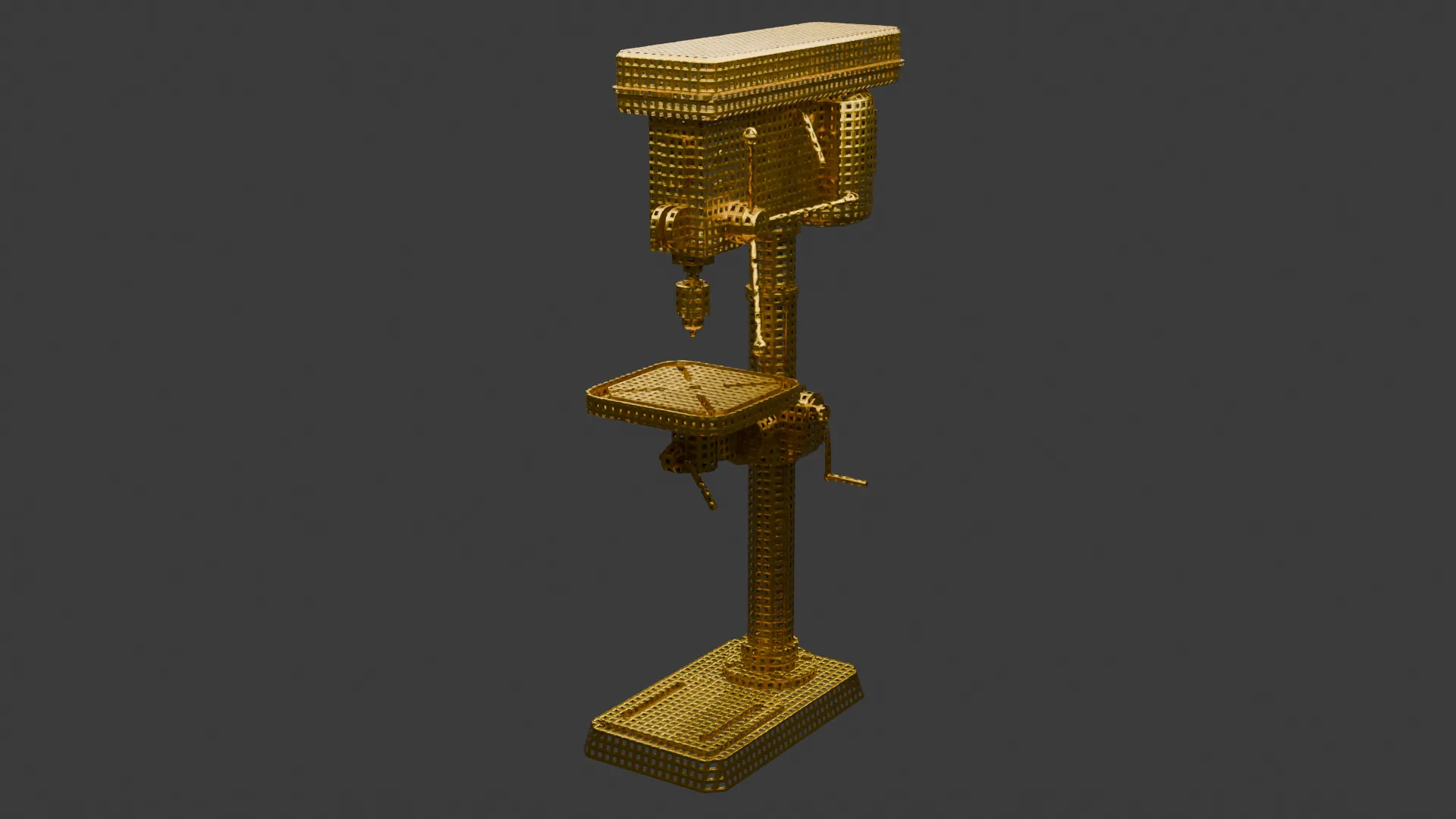 Chinese Toy Golden Drill Machine 3D Model .c4d .max .obj .3ds .fbx .stl .blend 