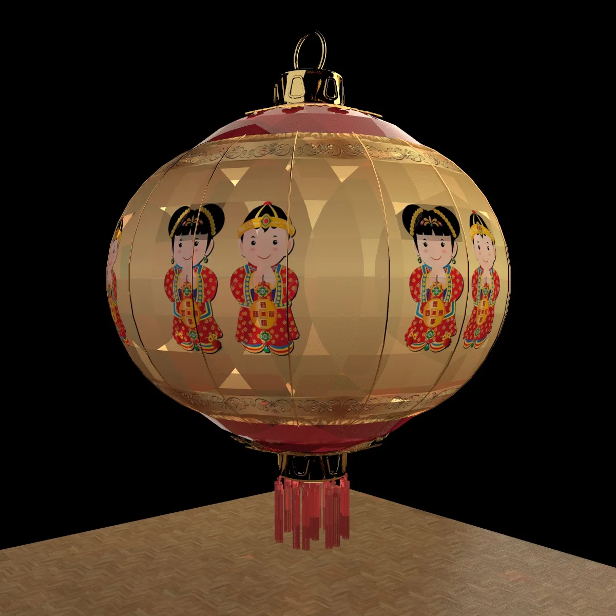 Chinese Red Lantern 3D Model .c4d .max .obj .3ds .fbx .stl .blend 