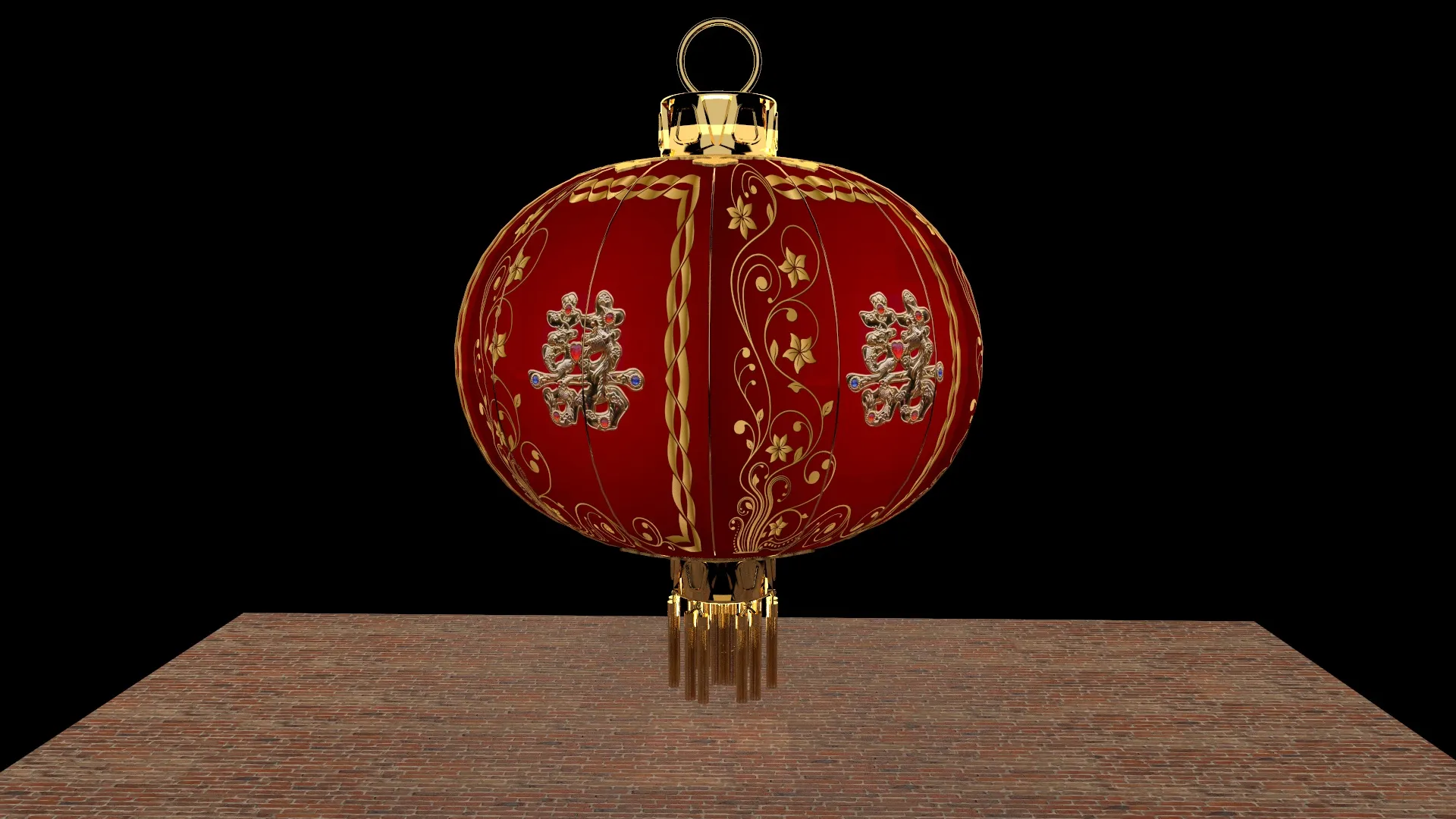 Chinese Red Lantern 3D Model .c4d .max .obj .3ds .fbx .stl .blend 
