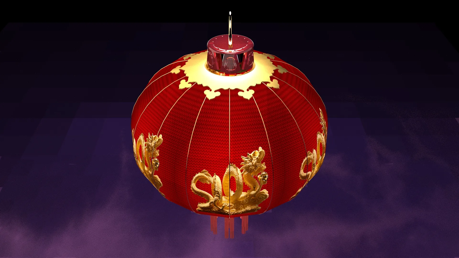 Chinese Red Lantern 3D Model .c4d .max .obj .3ds .fbx .stl .blend 