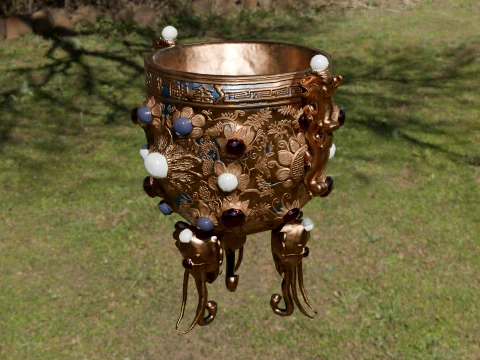 Ta&ccedil;a do Tesouro Antigo Chin&ecirc;s Modelo 3D