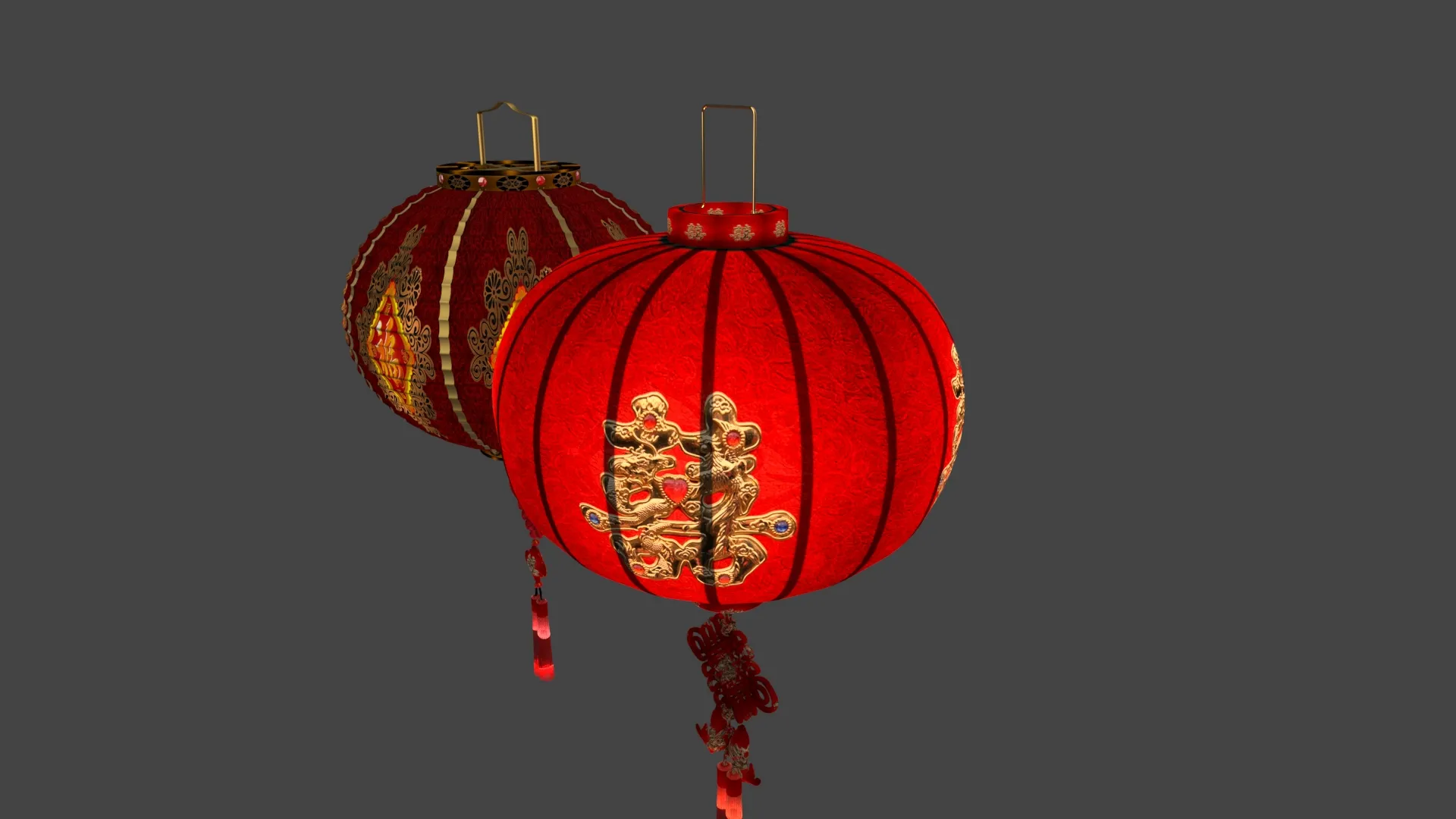 Chinese Red Lantern 3D Model .c4d .max .obj .3ds .fbx .stl .blend 