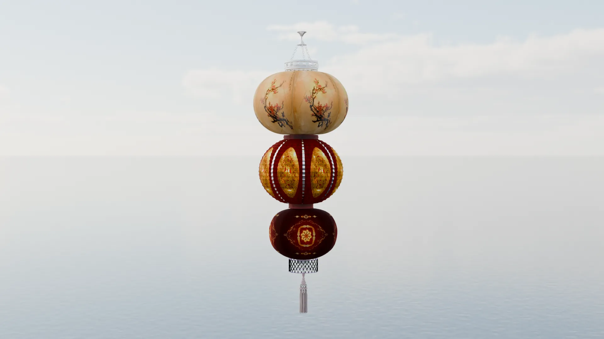 Chinese Red Lantern 3D Model .c4d .max .obj .3ds .fbx .stl .blend 
