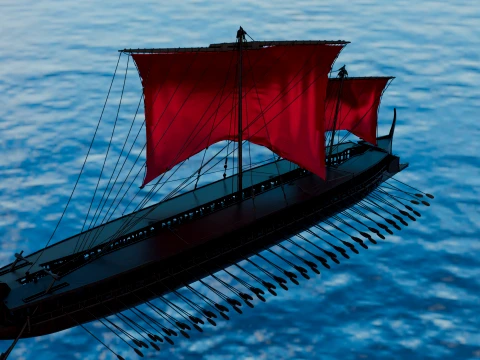 Chinese wooden sail boat Figure 3D Model