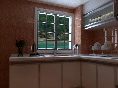 Chinese Interior Kitchen Design 3D Model