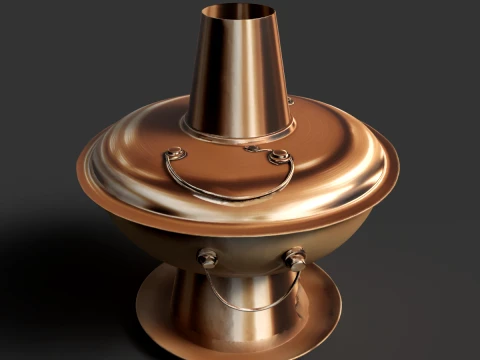 Chinese Copper Hot Pot 3D Model