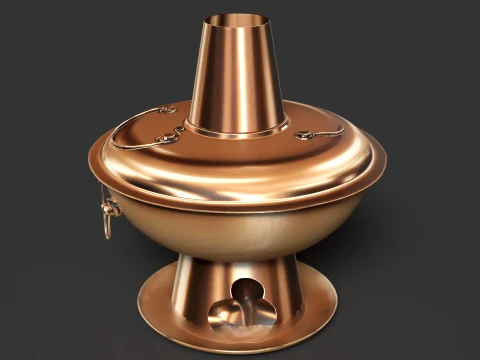 Chinese Copper Hot Pot 3D Model