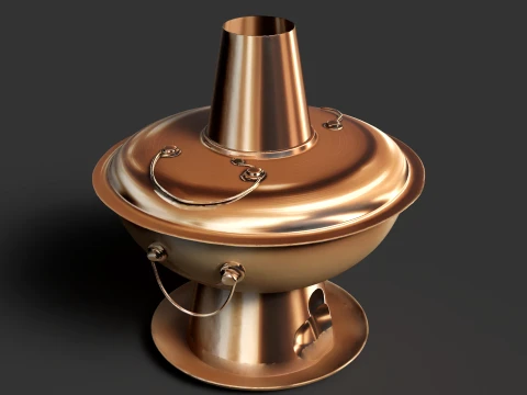 Chinese Copper Hot Pot 3D Model