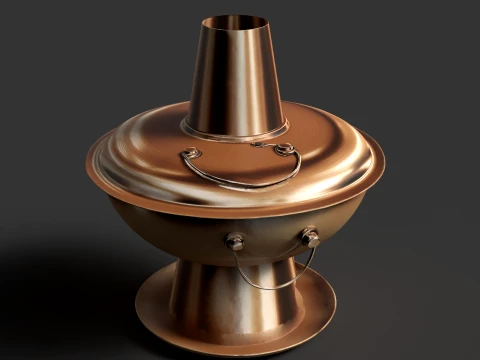 Chinese Copper Hot Pot 3D Model