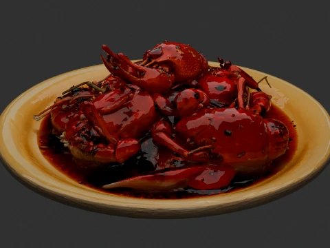 Chinese Cooked Lobster 3D Model