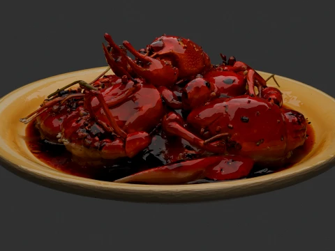 Chinese Cooked Lobster 3D Model