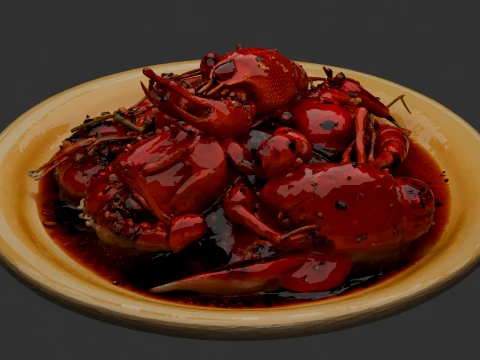 Chinese Cooked Lobster 3D Model
