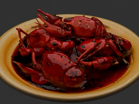 Chinese Cooked Lobster 3D Model