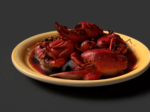 Chinese Cooked Lobster 3D Model