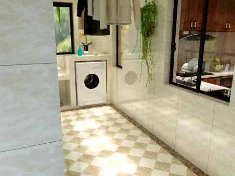 Chinese Interior Kitchen Design 3D Model