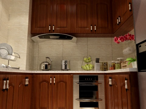 Chinese Interior Kitchen Design 3D Model