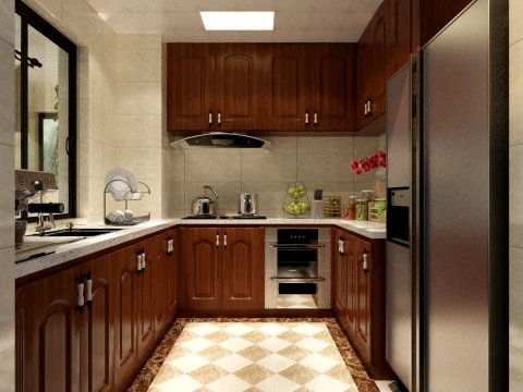 Chinese Interior Kitchen Design 3D Model