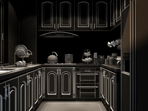 Chinese Interior Kitchen Design 3D Model