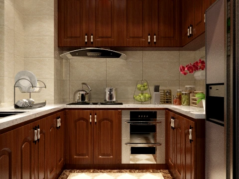 Chinese Interior Kitchen Design 3D Model