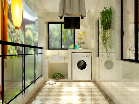 Chinese Interior Kitchen Design 3D Model