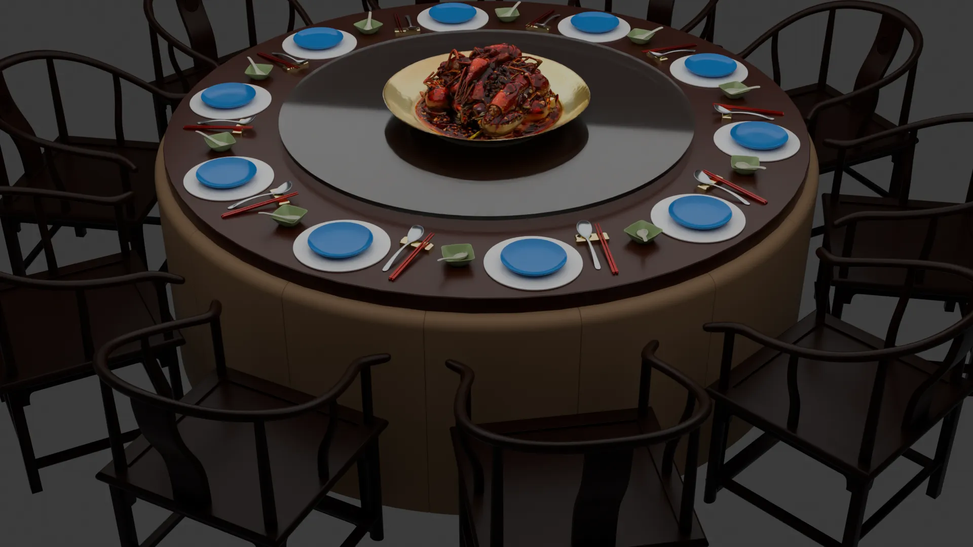 Chinese Crawfish Dim Sum Table 3D Model .c4d .max .obj .3ds .fbx .stl .blend 