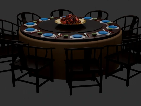 Chinese Crawfish Dim Sum Table 3D Model