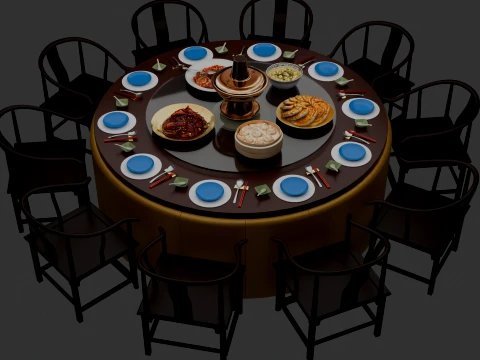 Chinese Dim Sum Table set set 3D Модель