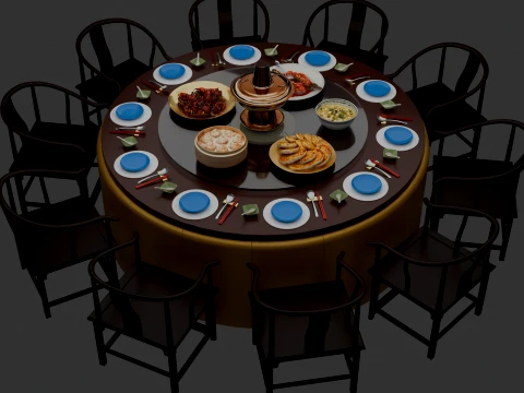 Chinese Dim Sum Table set set 3D Model