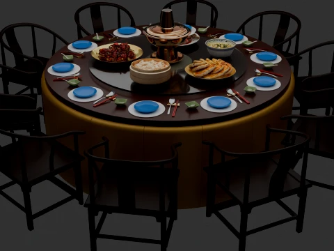 Chinese Dim Sum Table set set 3D Model