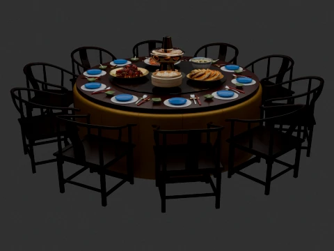 Chinese Dim Sum Table set set 3D Model