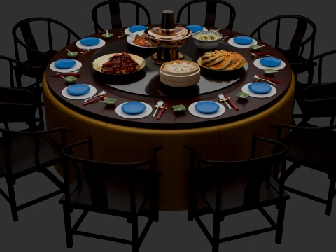 Chinese Dim Sum Table set set 3D Model