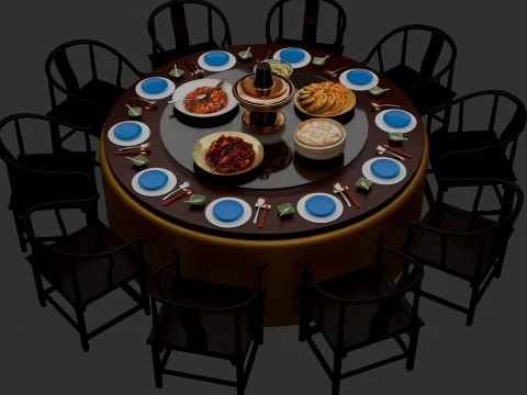 Chinese Dim Sum Table set set 3D Model