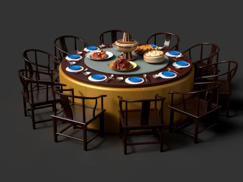 Chinese Dim Sum Table set set 3D Model