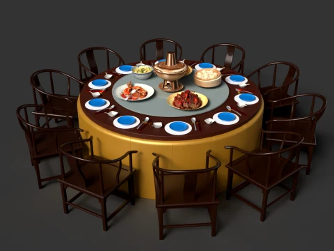 Chinese Dim Sum Table set set 3D Model