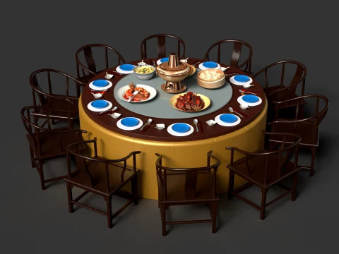 Chinese Dim Sum Table set set 3D Model