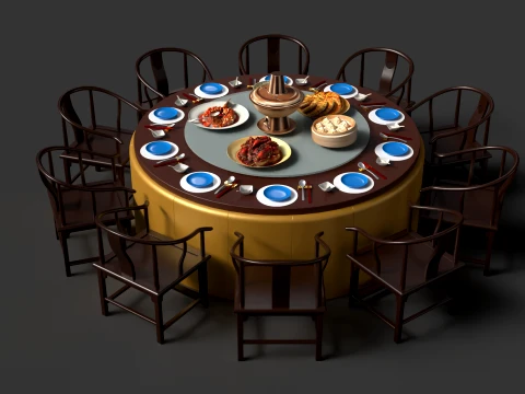 Chinese Dim Sum Table set set 3D Model