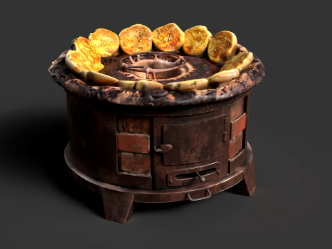 Chinese Fried Pan Stove 3D Model