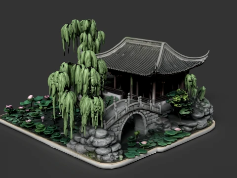 Tranquil Bamboo Retreat Miniature 3D Model