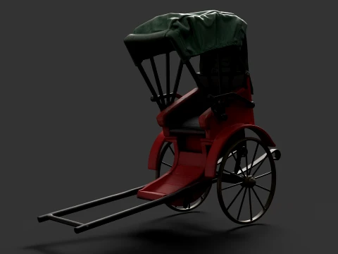 Chinese Hand-Pulled Rickshaw 3D 모델